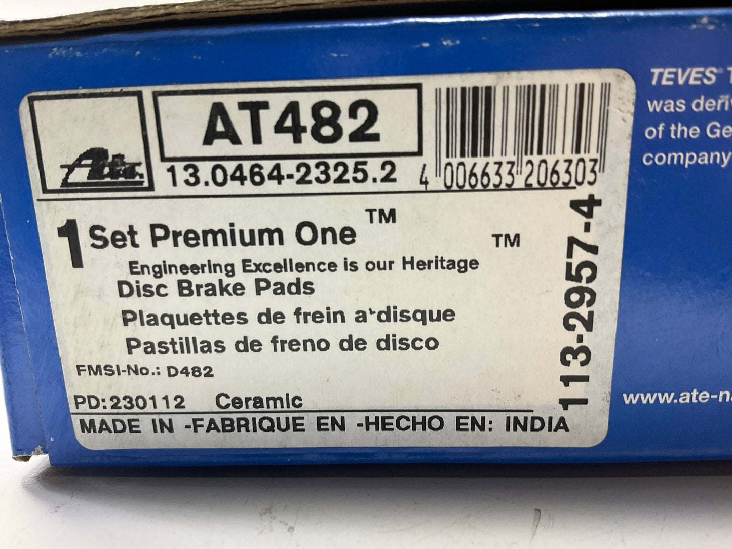ATE AT482 Rear Brake Pads For 1984-1995 Mazda RX-7
