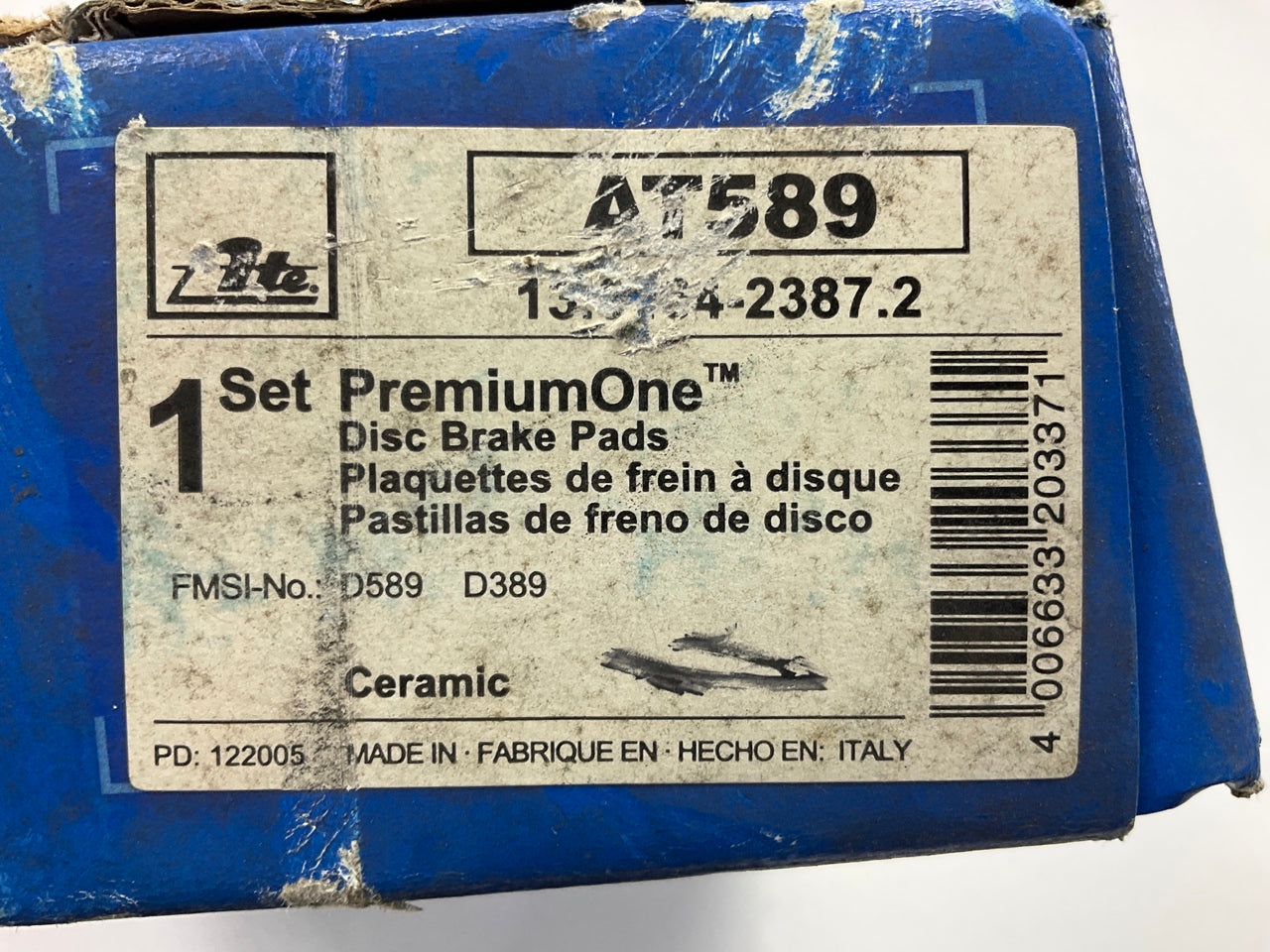 ATE AT589 FRONT PremiumOne Ceramic Disc Brake Pads