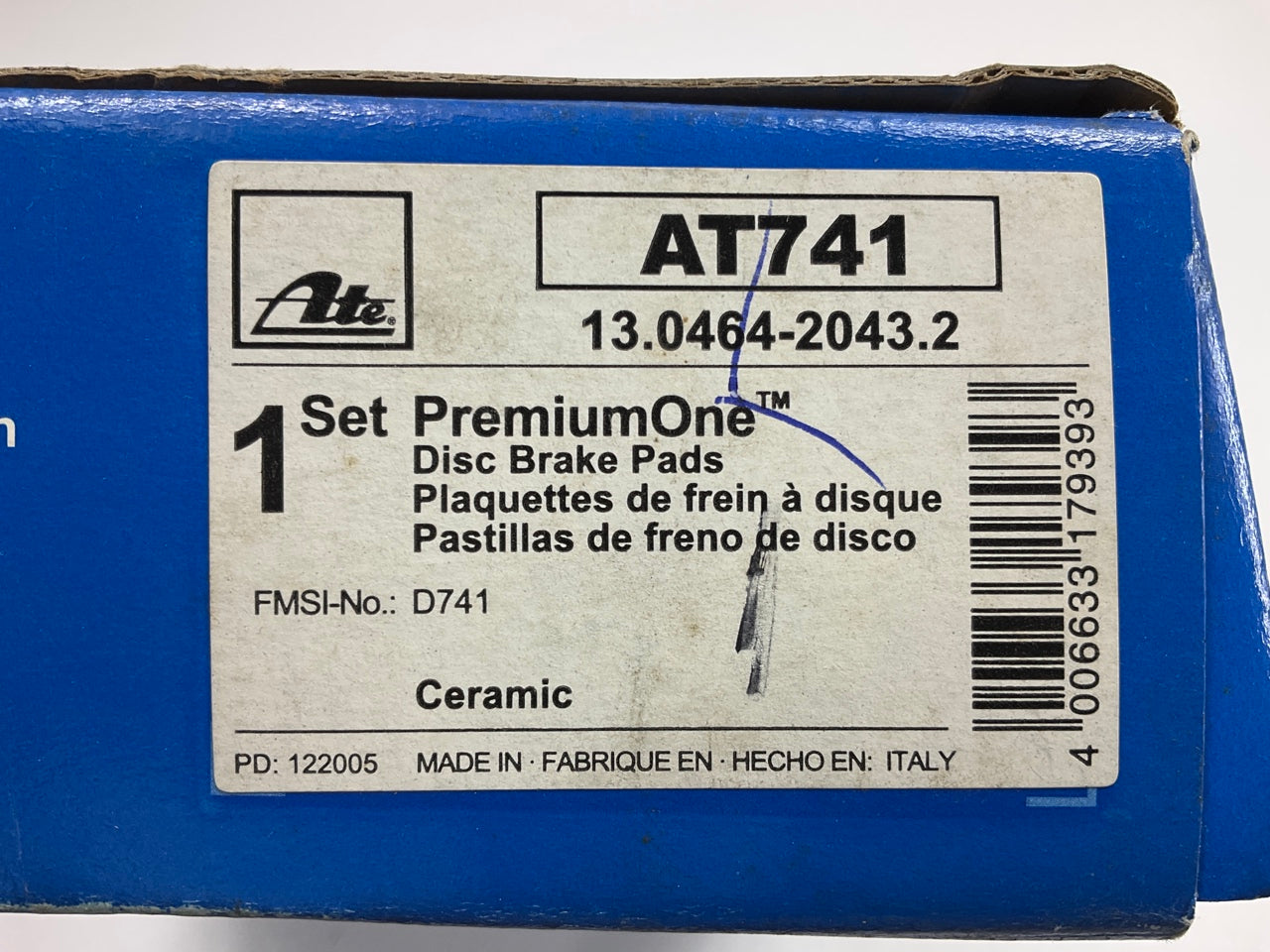 ATE AT741 FRONT PremiumOne Ceramic Disc Brake Pads For 1998-02 Corolla / Prizm