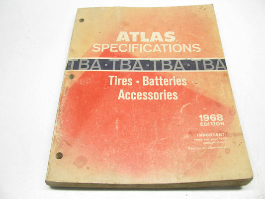 Atlas A952 Tires Batteries Accessories - 1968 Specifications Edition 238 Pages