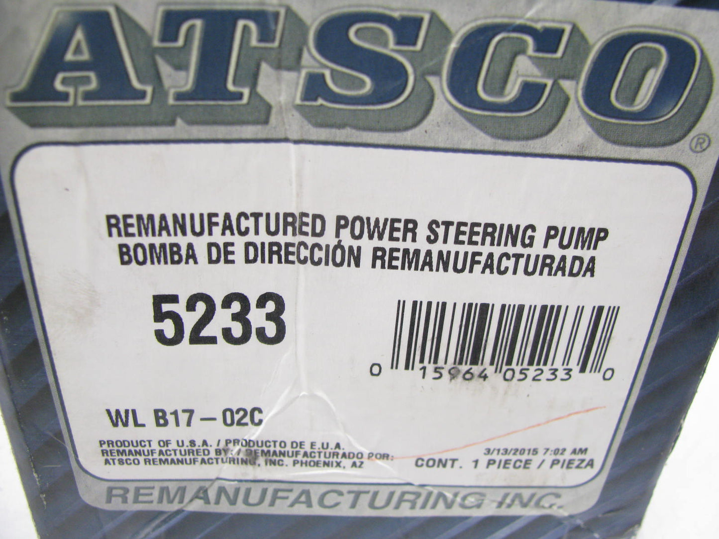 Atsco 5233 Remanufactured Power Steering Pump