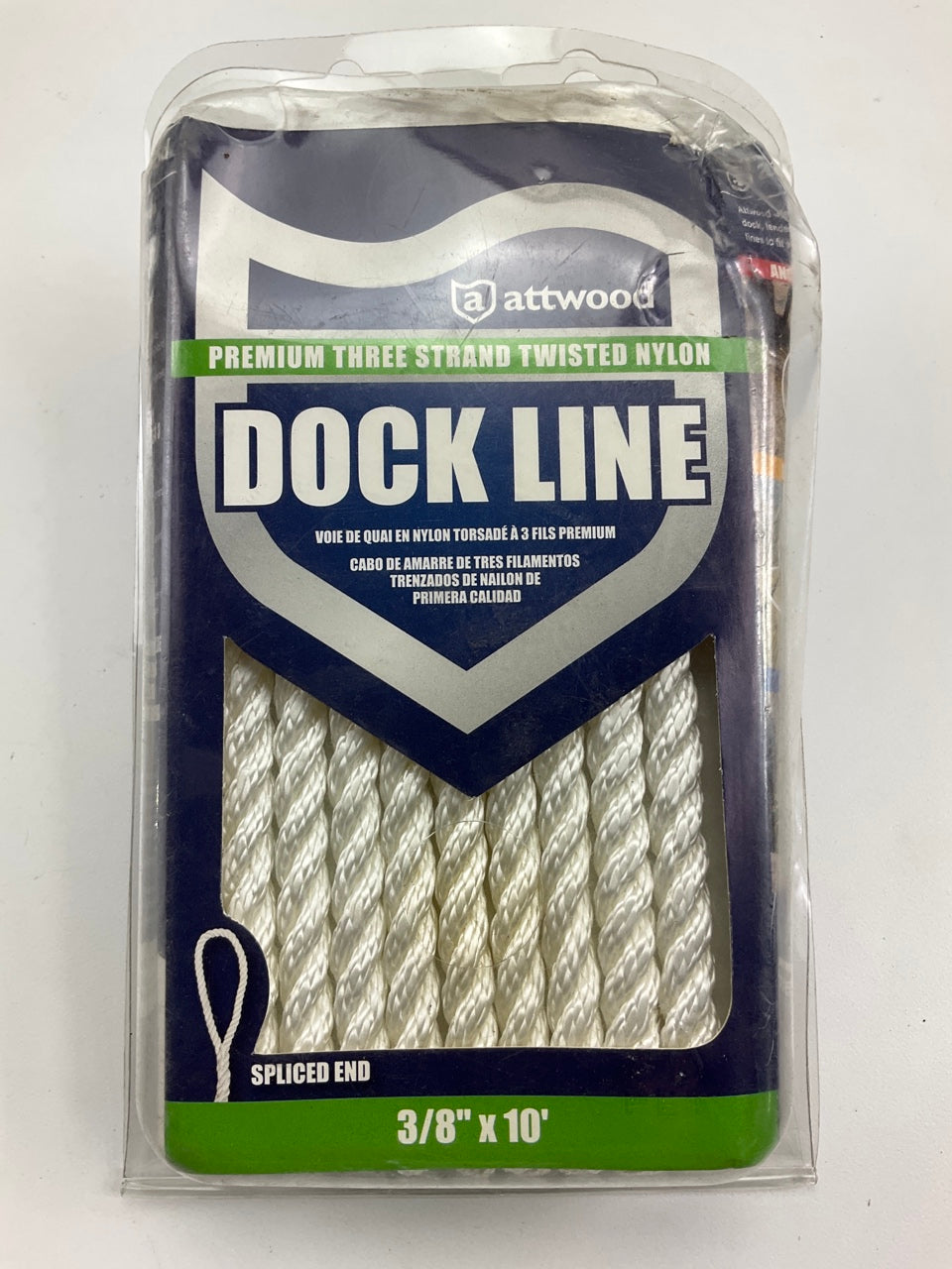 Attwood 11711-7 Premium 3/8'' D X 10' L White Nylon 3-Strand Twisted Dock Line