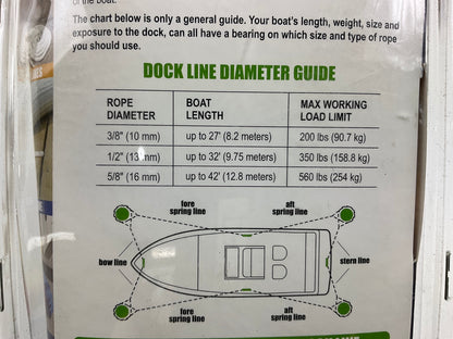 Attwood 11711-7 Premium 3/8'' D X 10' L White Nylon 3-Strand Twisted Dock Line