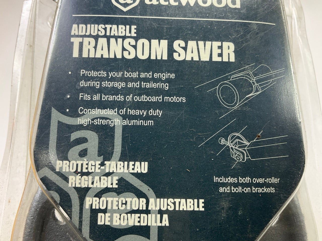Attwood 23''-35'' Transom Saver Outboard Boat Motor Support Bracket Roller Bar