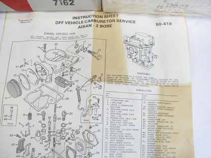 Auto-mech 7162 Carburetor Rebuild Kit for 1969-1974 Toyota Aisan 2-BBL