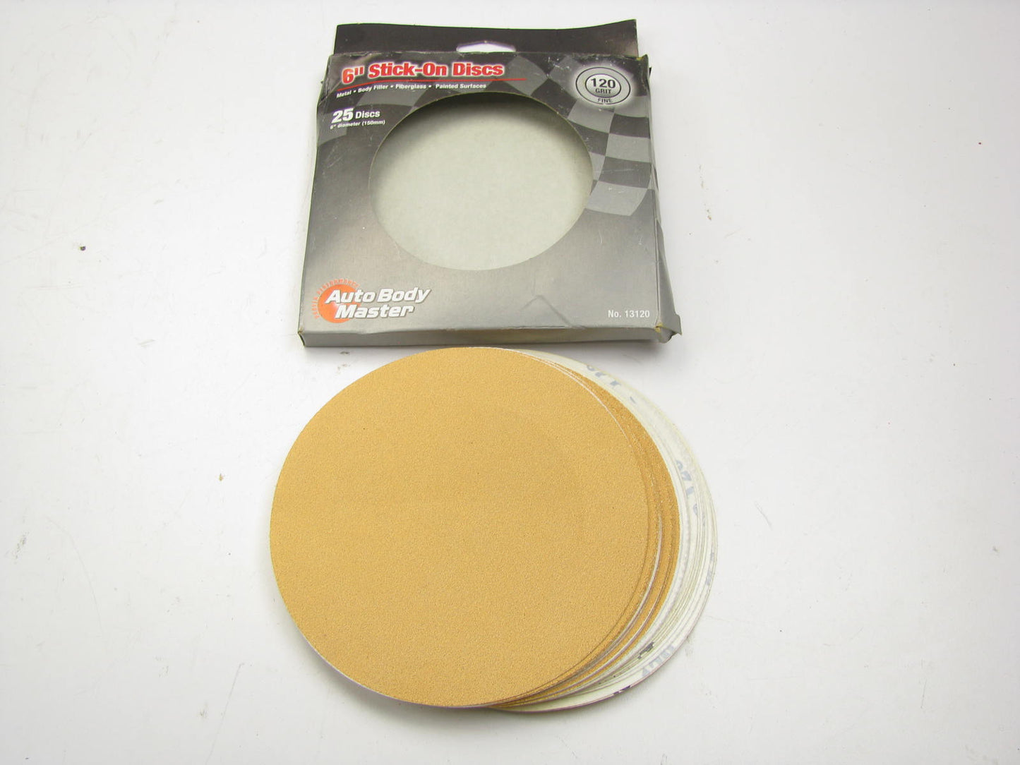 25 Discs - Autobody Master 13120, 6'' Stick-On Sanding Discs, 120 Grit