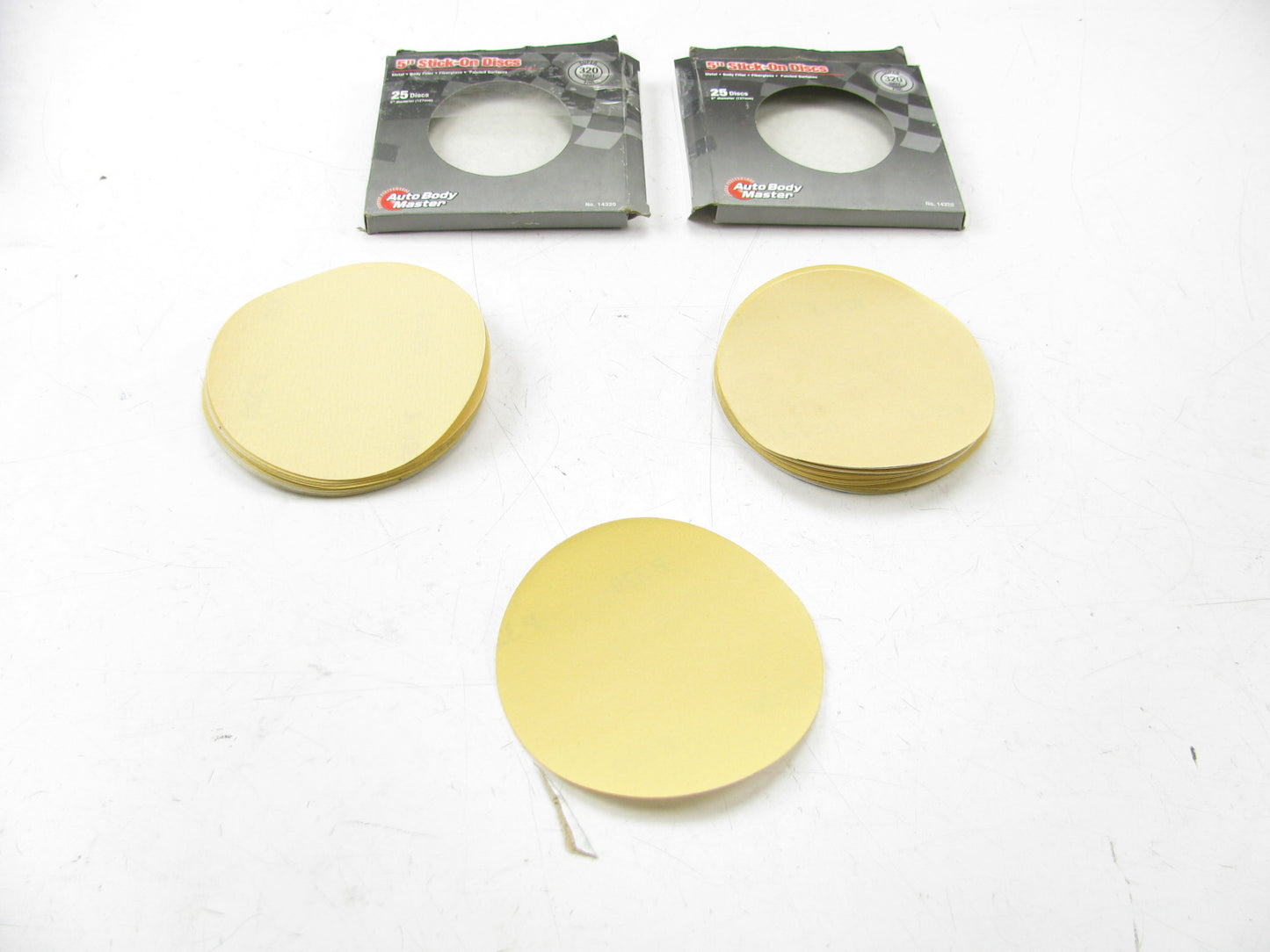 50 Discs - Autobody Master Anti-Clog Aluminum Oxide 320 Grit 5'' Sanding Discs