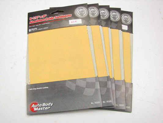 (30) Auto Body Master 16320 Aluminum Oxide Sanding Sheets 5-1/2'' X 9'' 320 Grit