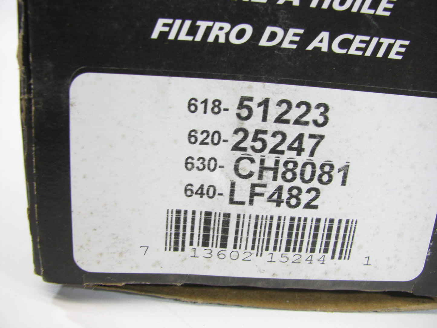 Auto Extra 618-51223 Oil Filter Replaces CH8081 51223 L25247 P8170 LF482 85223