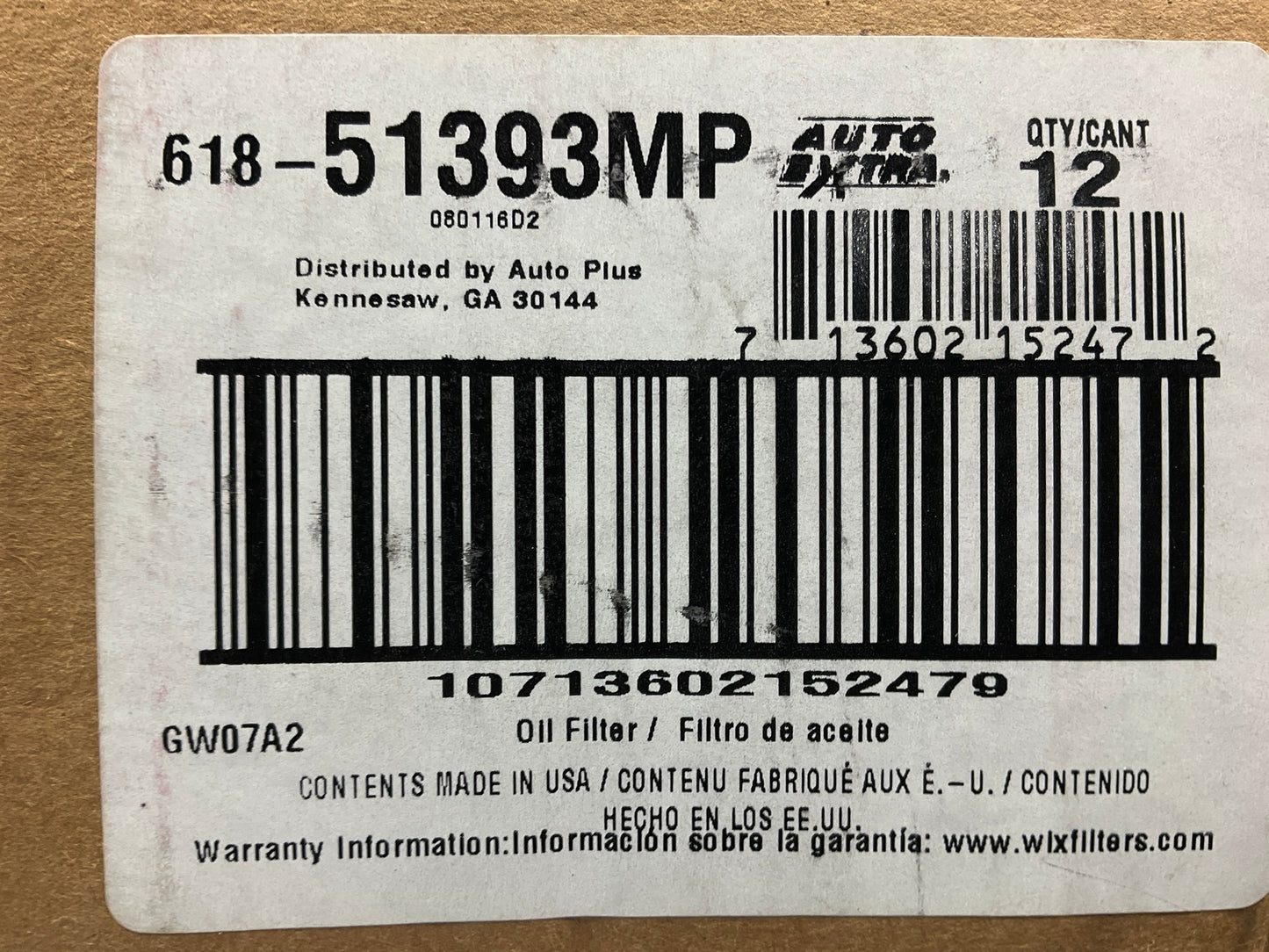(x10) Auto Extra 618-51393 Oil Filter Replaces 51342 L20064 LF785 P550227 BF252