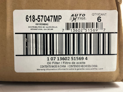 (6) Auto Extra 618-57047 Engine Oil Filter Replaces CH9972 57047 L25608 P967