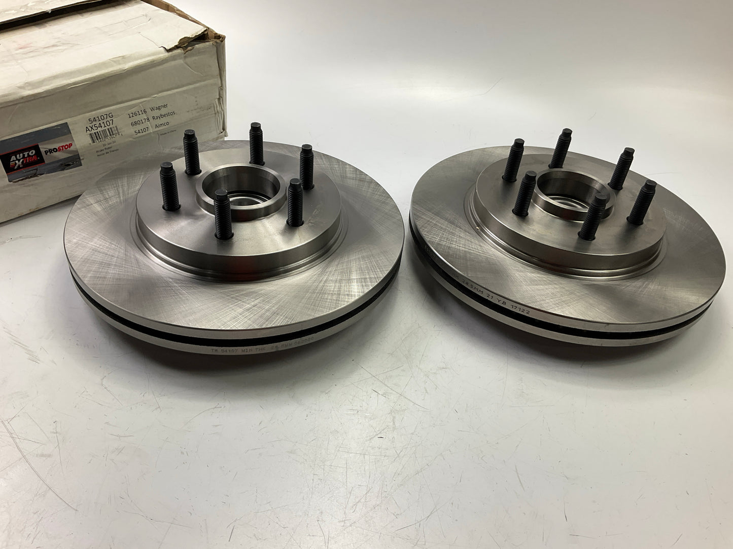 (2) Auto Extra AX54107 Disc Brake Rotor And Hub Assembly, Front, RWD 6-LUG ONLY