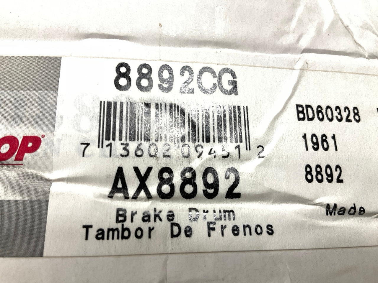Auto Extra AX8892 Rear Brake Drum