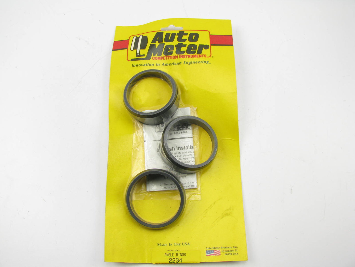 (3) Auto Meter 2234 Gauge Mounting Angle Rings BLACK - 2-1/16''