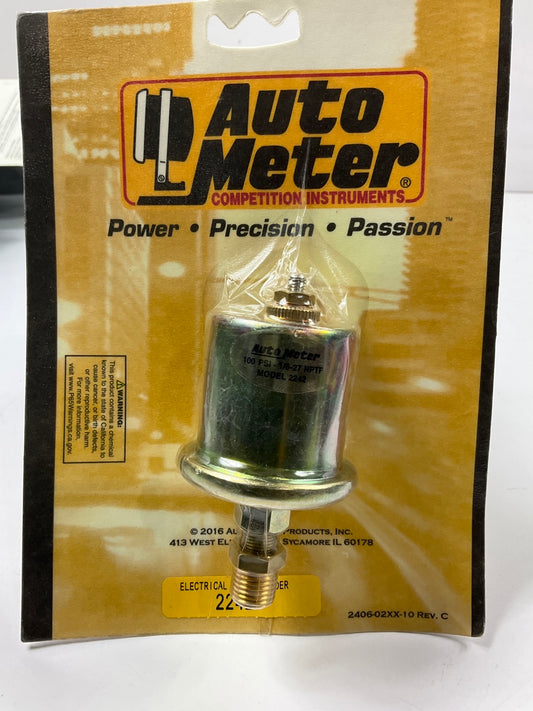 Auto Meter 2242 Oil Pressure Sender, 0-100 PSI, 1/8'' NPT Male, Short Sweep