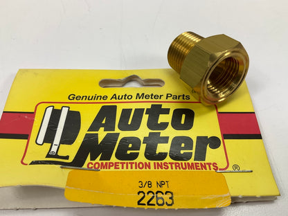 Auto Meter 2263 Pipe Fitting Brass Adapter 3/8'' NPT Male To 5/8''-18 UNF Female