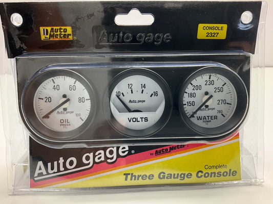 Auto Meter Autogage 2327 White 3 Gauge Set 2-1/16'' Oil Pressure Volt Water Temp