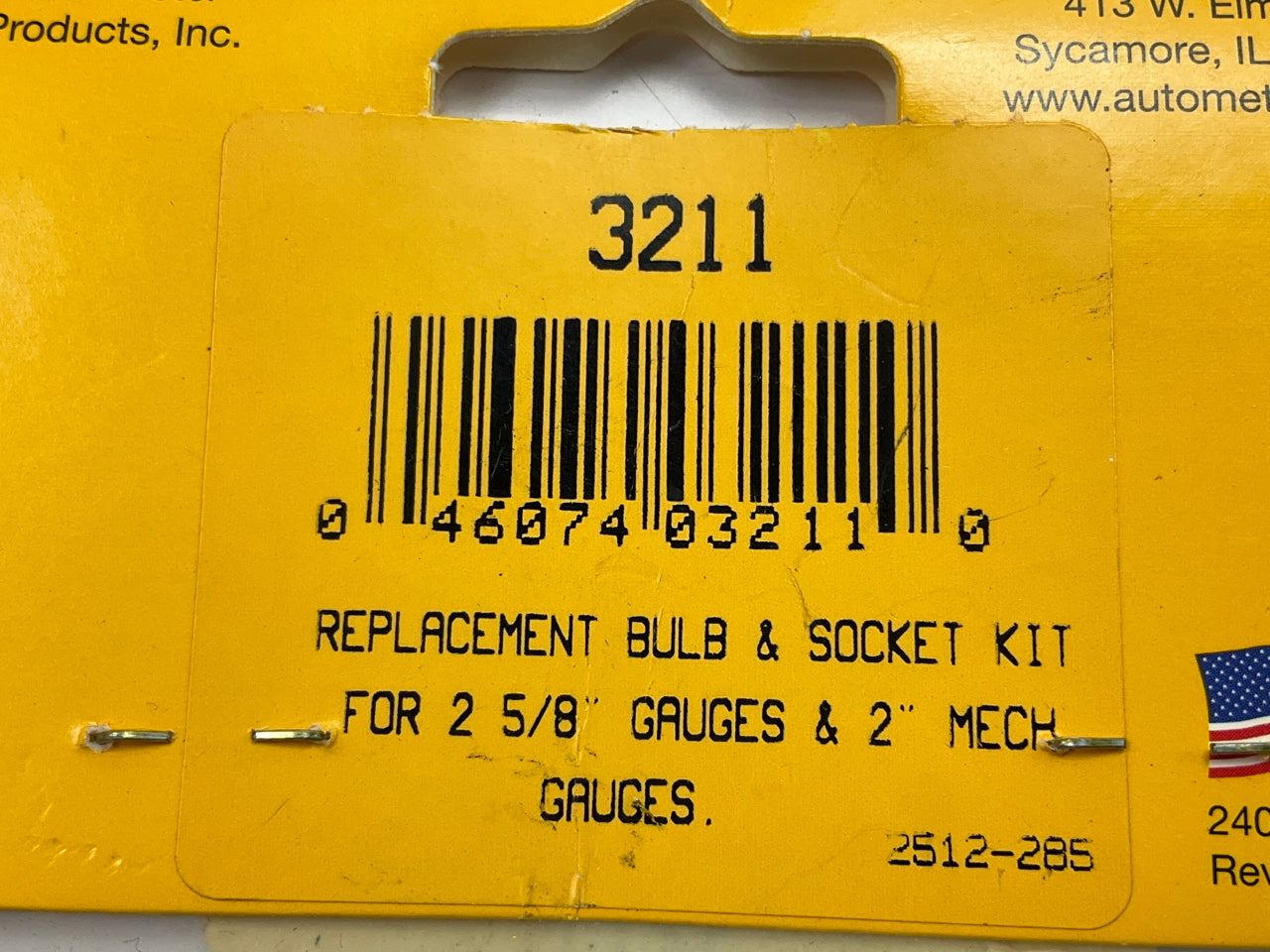 Auto Meter 3211 Replacement Gauge Light Bulb & Socket, T3 #168 Wedge, Snap-in