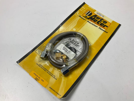 Auto Meter 3227 Hydraulic Hose Pressure Gauge Line Kit -4AN, 3' Steel Braided