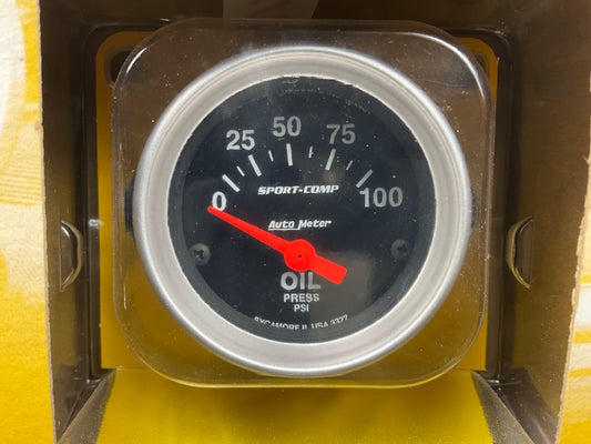 Autometer 3327 Sport-Comp Oil Pressure Gauge  2-1/16 In., Electrical