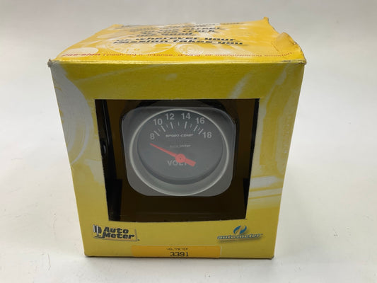 Auto Meter 3391 Sport Comp Voltmeter Volt Meter Gauge 2-1/16'',  8 - 18 Volts