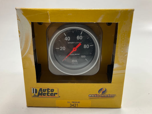 Auto Meter 3421 Sport-Comp 2-5/8'' Mechanical Oil Pressure Gauge, 0-100 PSI