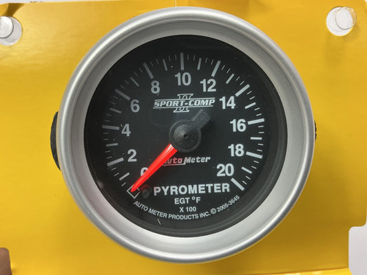 Auto Meter 3645 2-1/16'' 0-2000 F Full Sweep Electric Pyrometer E.G.T. EGT Gauge