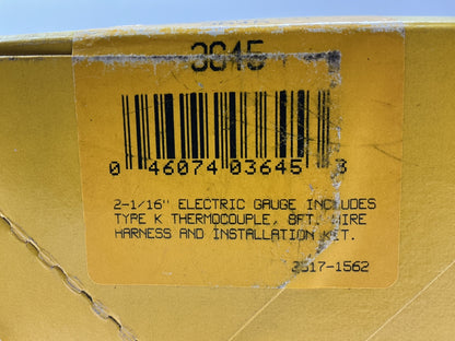Auto Meter 3645 2-1/16'' 0-2000 F Full Sweep Electric Pyrometer E.G.T. EGT Gauge
