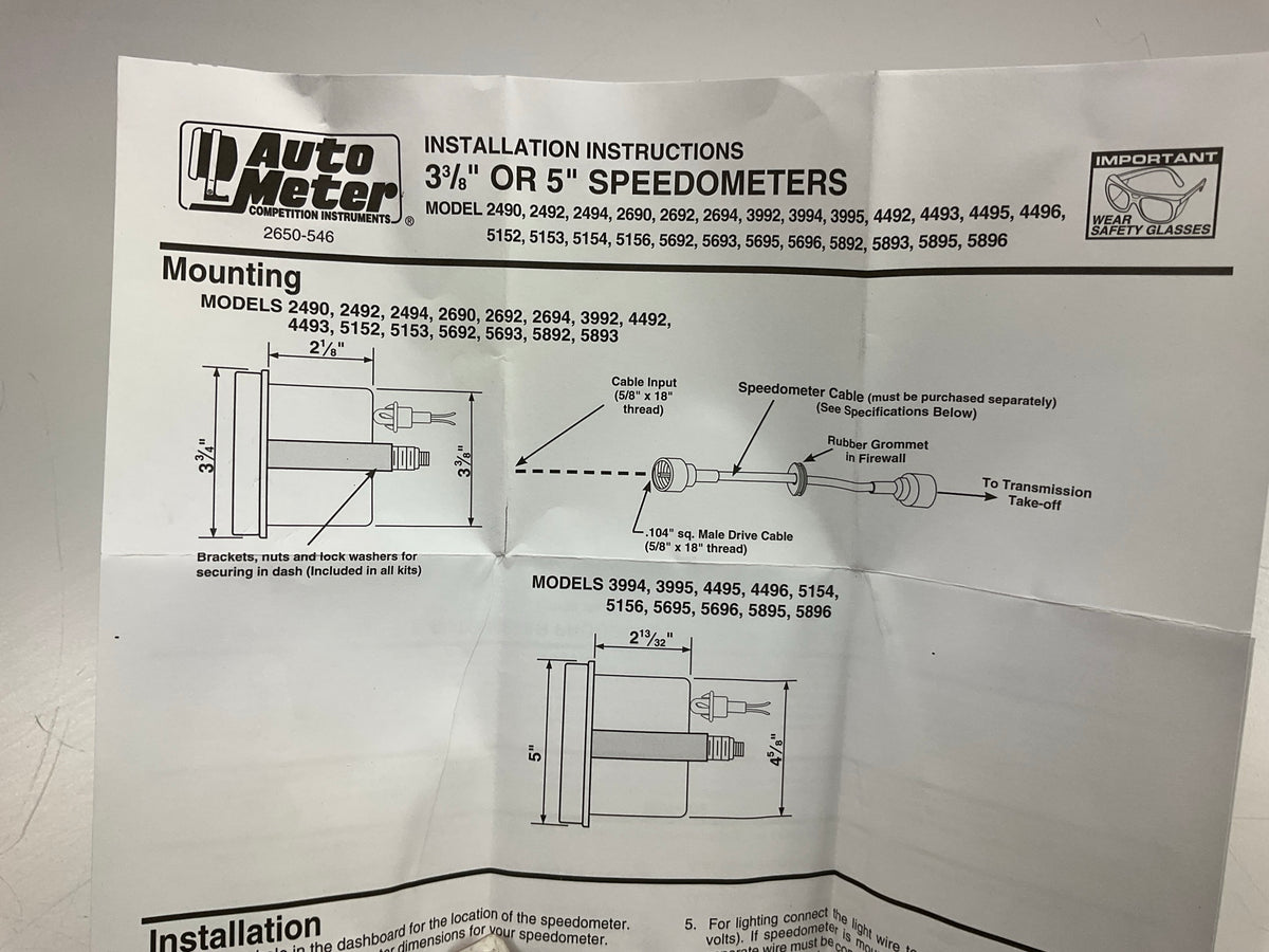 Autometer 3994 Sport-Comp Speedometer Gauge, 5'', 120 MPH , Mechanical