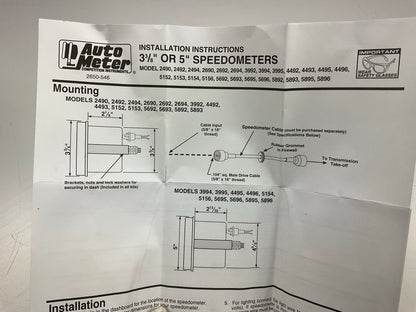Autometer 3994 Sport-Comp Speedometer Gauge, 5'', 120 MPH , Mechanical