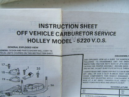 Auto Tune 151054 Carburetor Rebuild Kit For Holley Weber 5220 Vacuum Secondaries