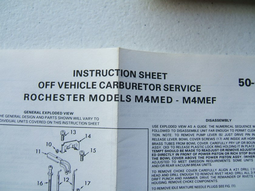 Auto Tune 151098 Carburetor Rebuild Kit - Rochester M4MED M4MEF Qjet 4BBL