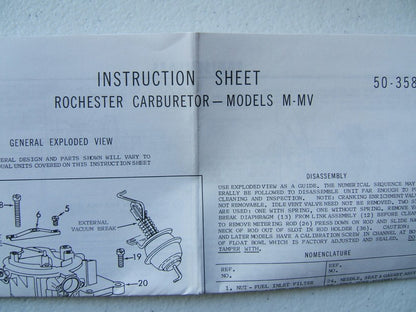 Auto Tune 15491B Carburetor Rebuild Kit - Rochester M MV 1-BBL Monojet