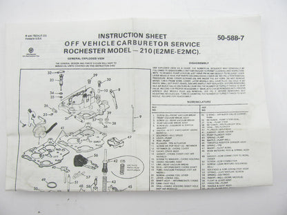 Auto Tune 15809C Carburetor Rebuild Kit  Rochester 210 E2ME E2MC Dualjet