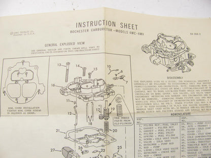 Auto Value 10336A Carburetor Rebuild Kit For Rochester 4-BBL 4MC 4MV