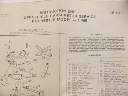 Auto Value 10612 Carburetor Rebuild Kit For 1978-1979 GM Rochester 1-BBL 1ME