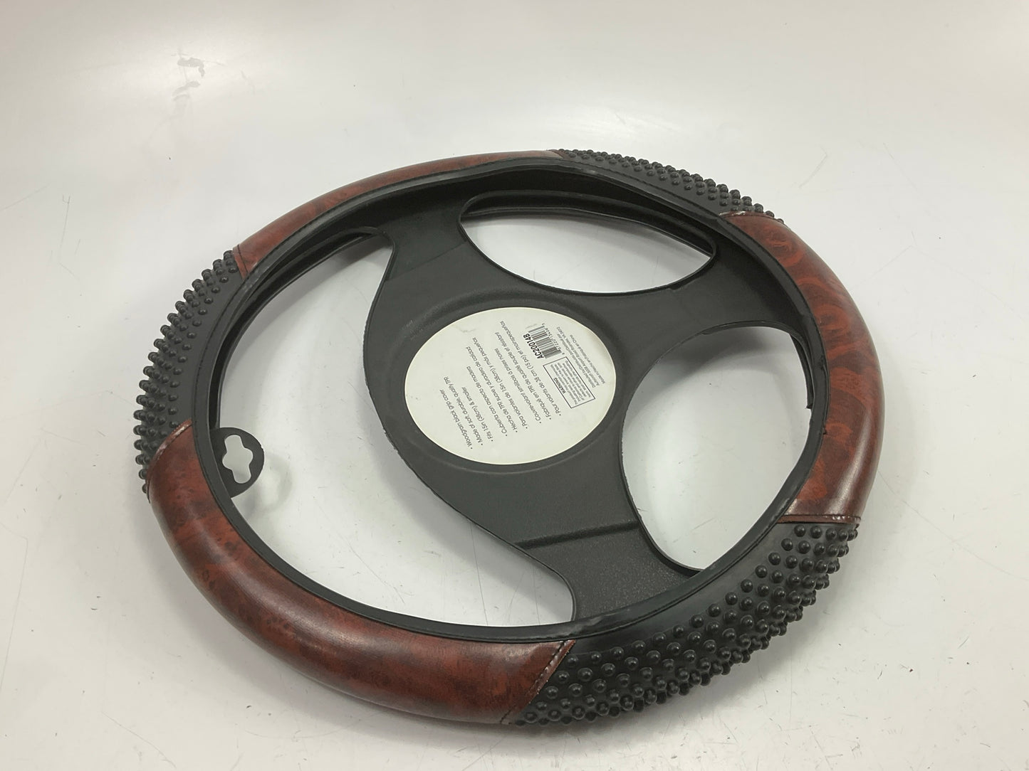 Autocraft AC20014B - 15'' Dia Woodgrain/Black Massage Grip Steering Wheel Cover