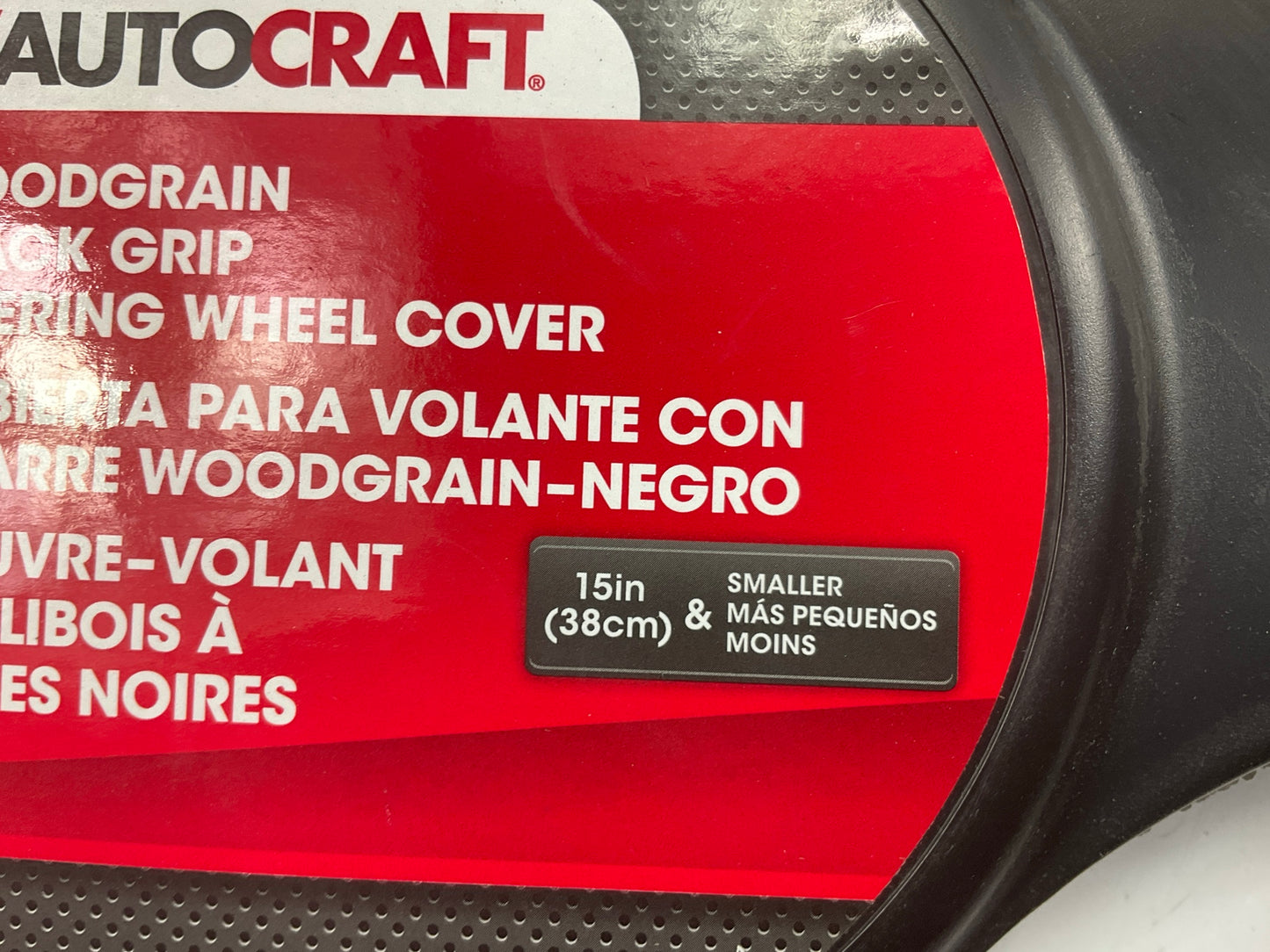 Autocraft AC20014B - 15'' Dia Woodgrain/Black Massage Grip Steering Wheel Cover