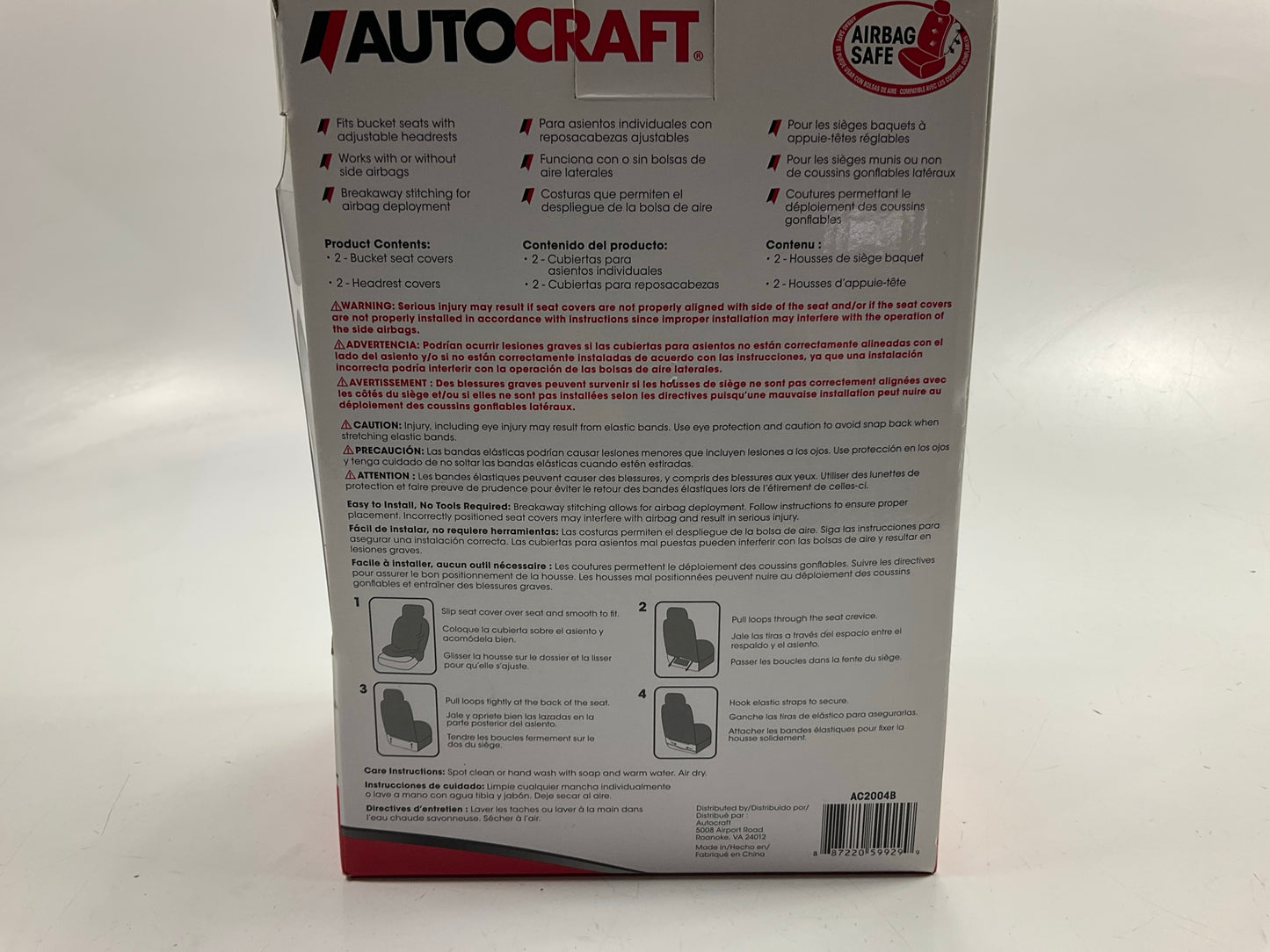 Autocraft AC2004B Black Universal Bucket Seat Cover - PAIR