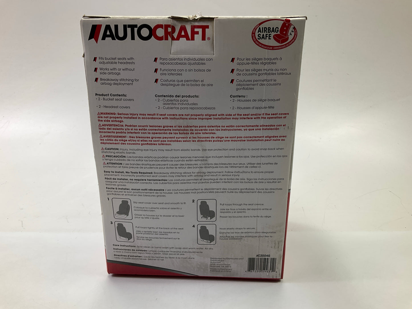 Autocraft AC2004G Seat Cover Set Gray, For Bucket Seats W Adjustable Head Rests