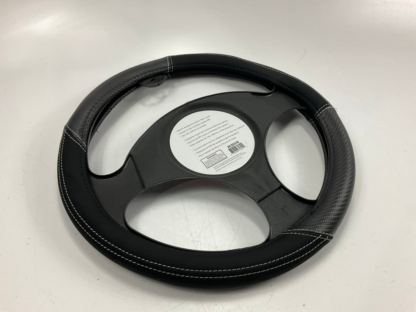 Autocraft AC2037B Steering Wheel Cover - 15'' & Smaller Diameter, Black
