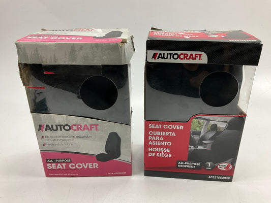 (2) Autocraft AC22155303B Classic, Universal, Bucket Seat Cover Black Neoprene