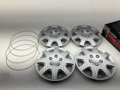 (4) Autocraft AC228 Silver 8-Spoke, 15'' Wheel Cover Set