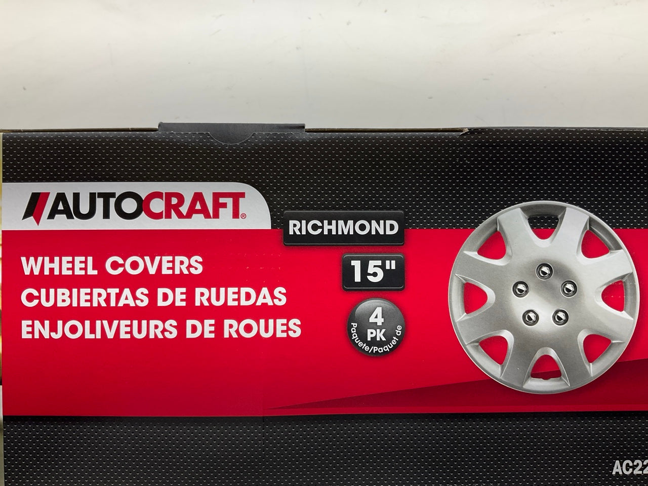(4) Autocraft AC228 Silver 8-Spoke, 15'' Wheel Cover Set