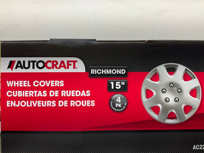 (4) Autocraft AC228 Silver 8-Spoke, 15'' Wheel Cover Set