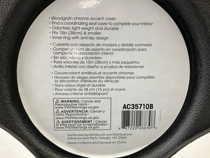 Autocraft AC35710B Woodgrain Chrome Accent Steering Wheel Cover For 14.5'' - 15''