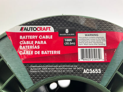 Autocraft AC3653 - 100' Battery Cable Black Ground Cable, 8 Gauge