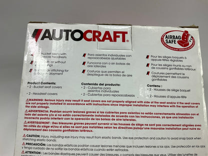 Autocraft AC370046B Seat Cover Set Black Bucket Seats W Adjustable Head Rests
