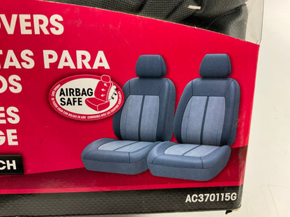 Autocraft AC370115G Black / Grey Faux Leather & Suede Seat Car Cover - Pack Of 2