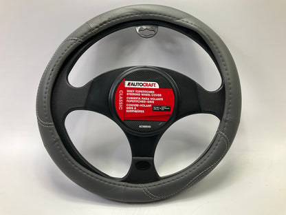 Autocraft AC38854G - 15-1/4'' Grey Topstitched Steering Wheel Cover